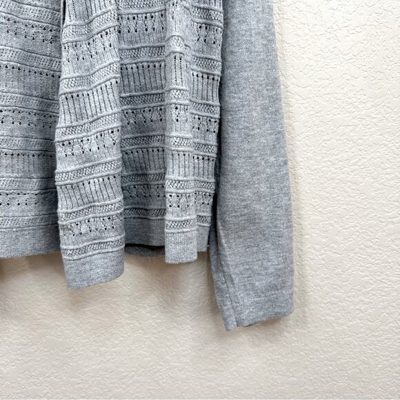 NEW Banana Republic Women’s Heather Gray Pointelle Cardigan Sweater Size L - Picture 10 of 13